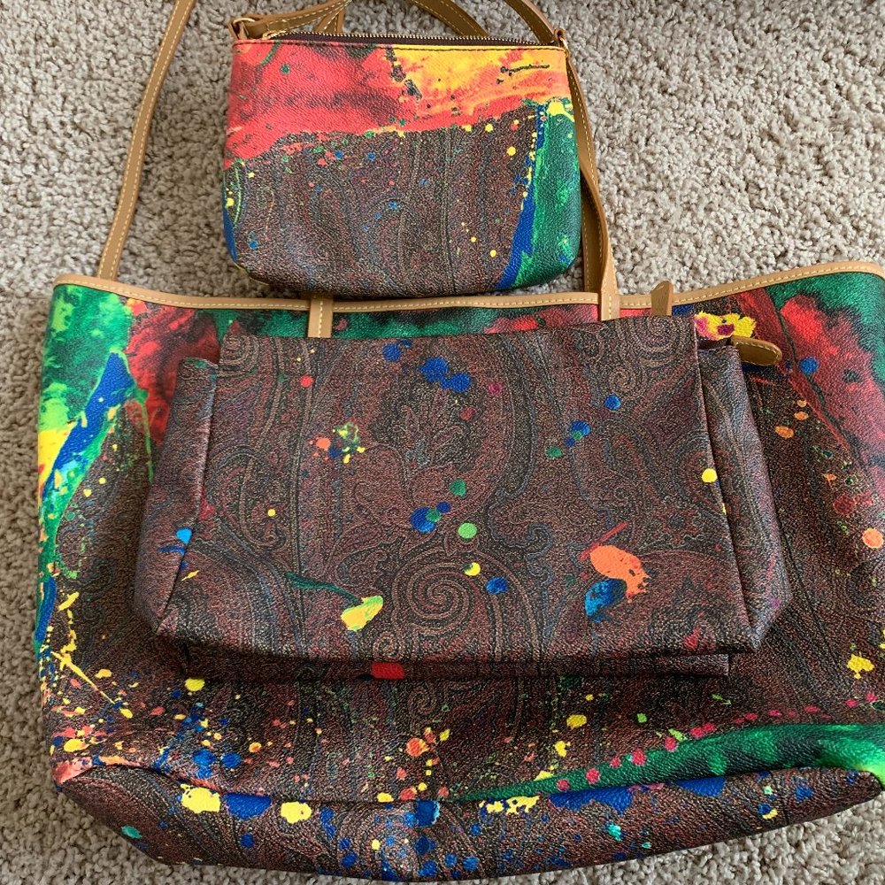 Authentic Etro Large tote bag with make up bag and purse